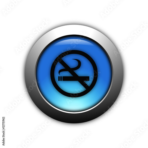aqua blue no smoking button with metalic ring