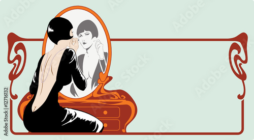 vintage abstract fashion women in style art-nouveau