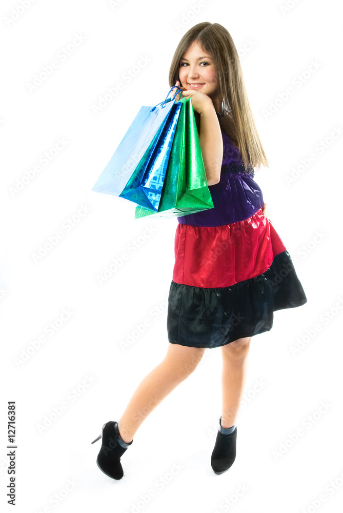 pretty girl with shopping bags