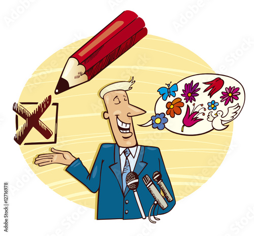 Illustration of Man giving Election Campaign Speech