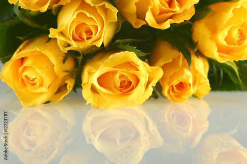 Bouquet of Yellow Roses with reflection