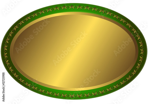 Oval metal volumetric plate (vector)