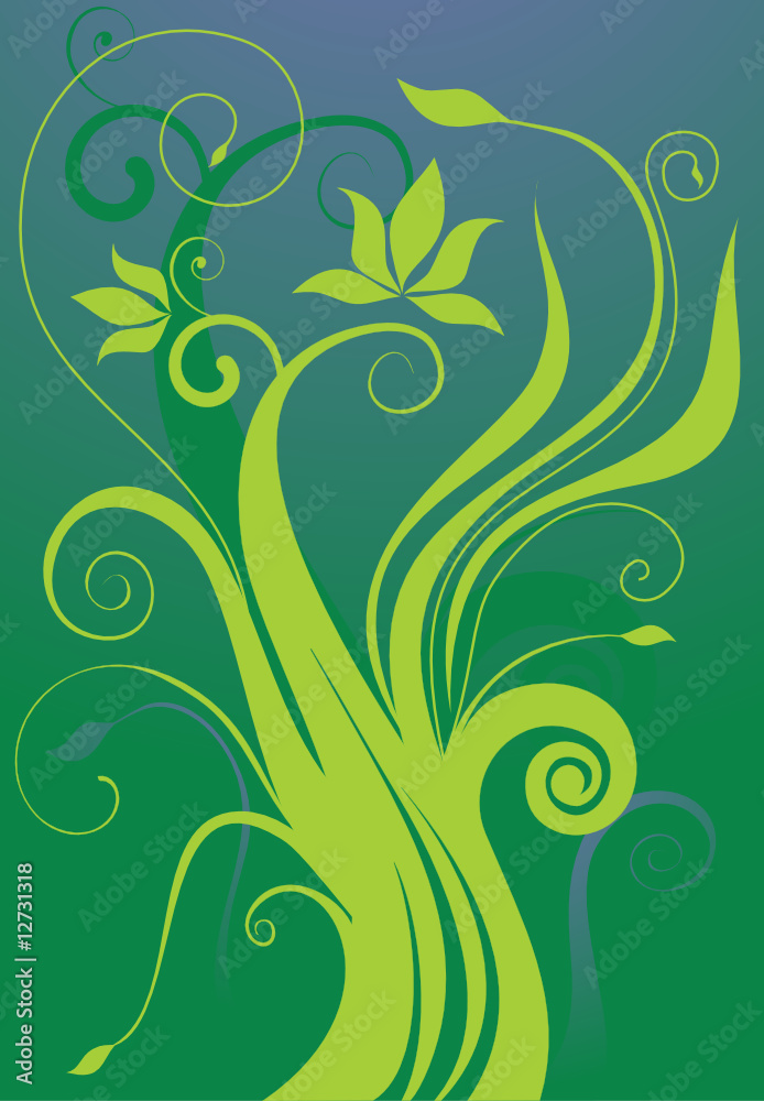 Flowers and waves. Illustration vector Flowers and waves. Illustration vector
