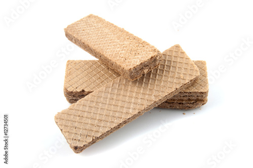 Chocolate wafer cookies isolated.