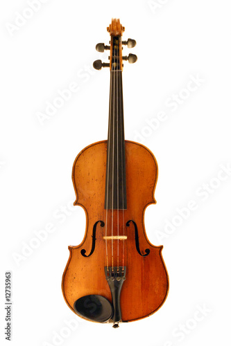 antique violin isolated on white with clipping path