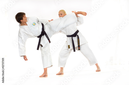 practicing Karate