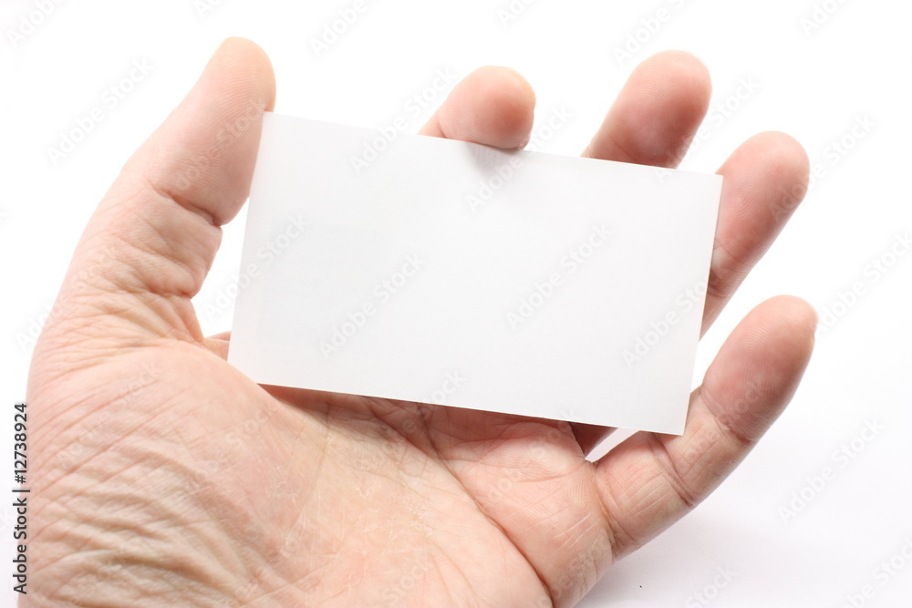Blank Business Card in Palm Blank Business Card in Palm