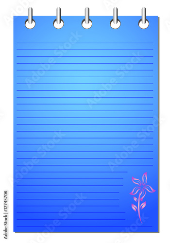 Spiral blue notepad with flower pattern