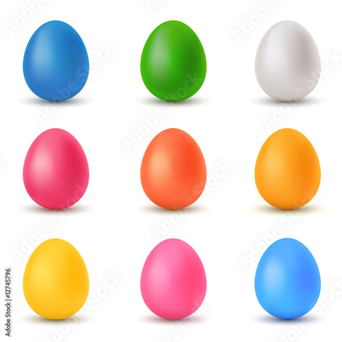 Set of nine Easter eggs different colors