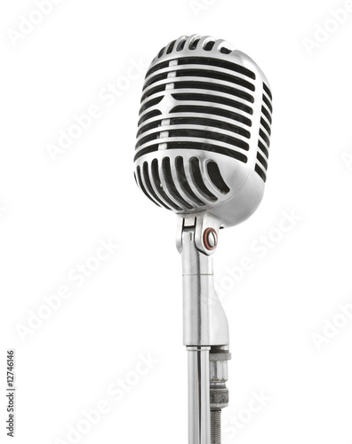Microphone on stand isolated on white