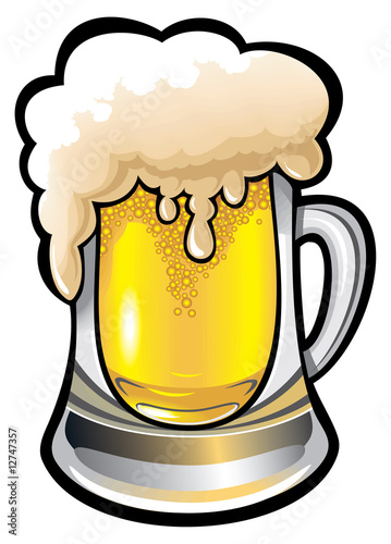 Glass of beer with froth, vector illustration