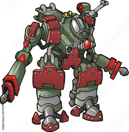 Mech-warrior, robot, vector illustration