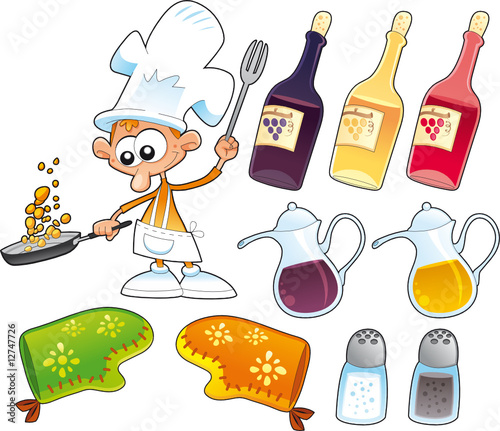 Cook and kitchen objects