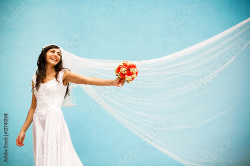 bride with a wedding bouquet