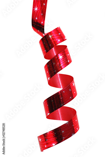 Red ribbon with stars isolated on a white