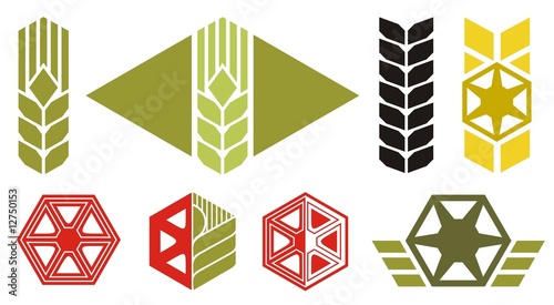 Set of agriculture icons, ear of wheat, vector