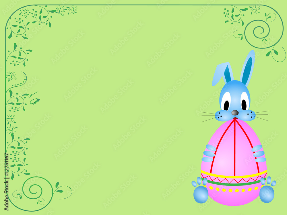 Obraz premium Easter card with rabbit holding egg