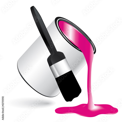 Pink paint pot and brush photo