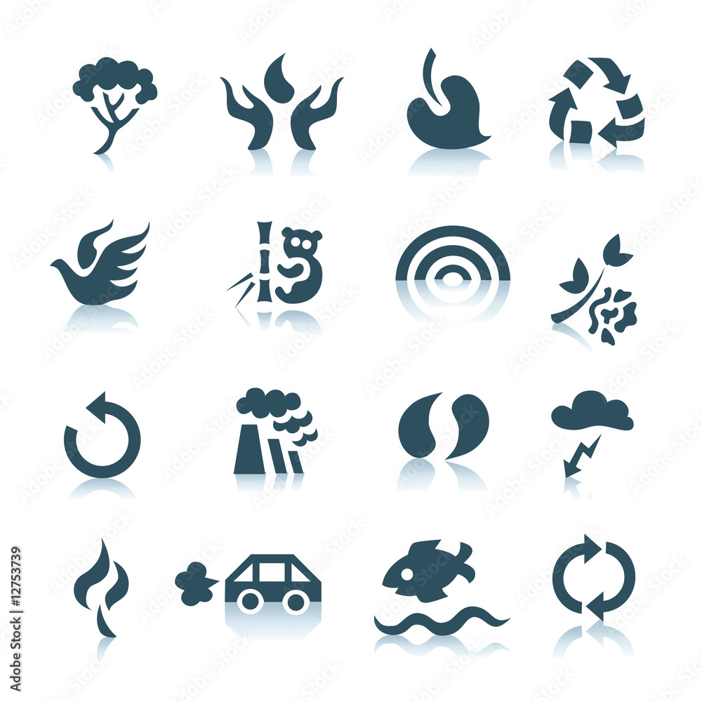 Fototapeta premium Gray ecology icons