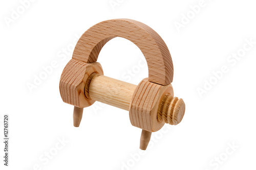 Wooden padlock. Clipping path included.