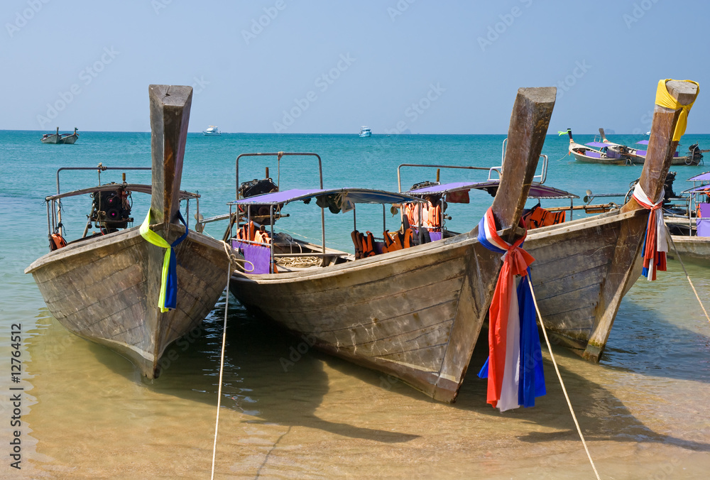 Longtail boats on the Ao Nang beach