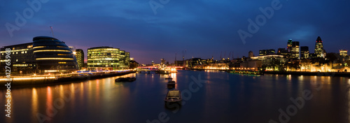 London skyline at twilight.including City Hall  Gherkin 