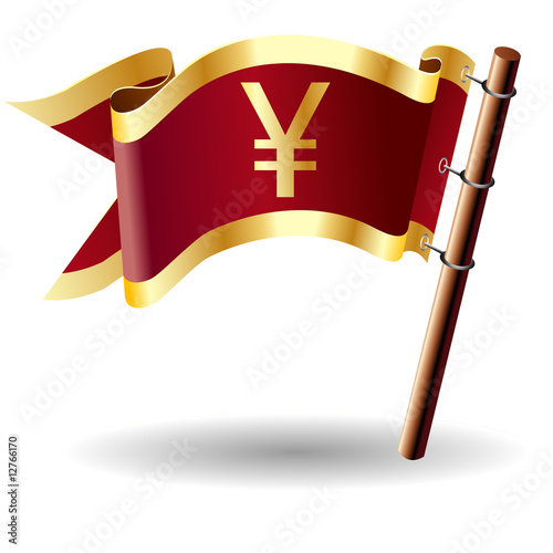 Japanese Yen currency icon on vector flag button
