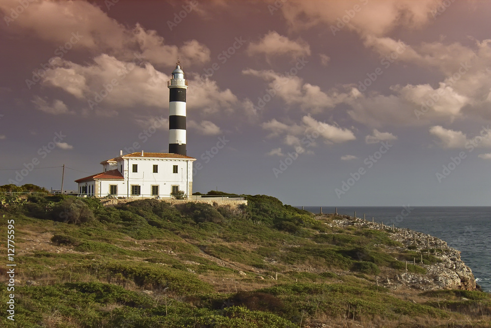 Mediterranean Lighthouse at sunset