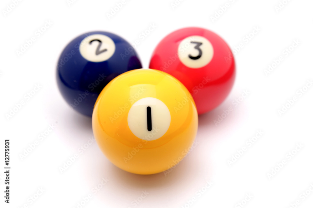 Three pool balls isolated on white Three pool balls isolated on white