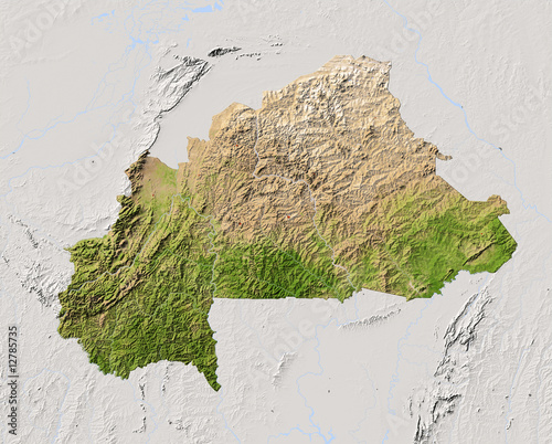 Fototapeta Naklejka Na Ścianę i Meble -  Burkina Faso, shaded relief map