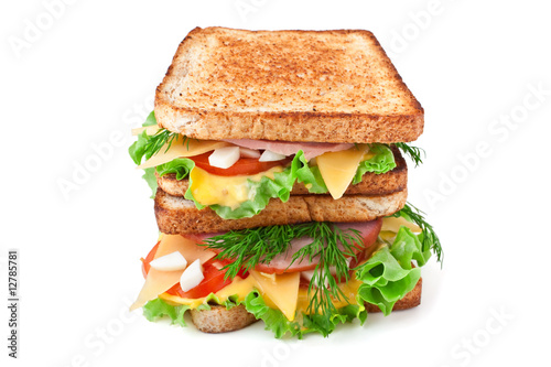 meat, lettuce and cheese sandwich on toasted bread
