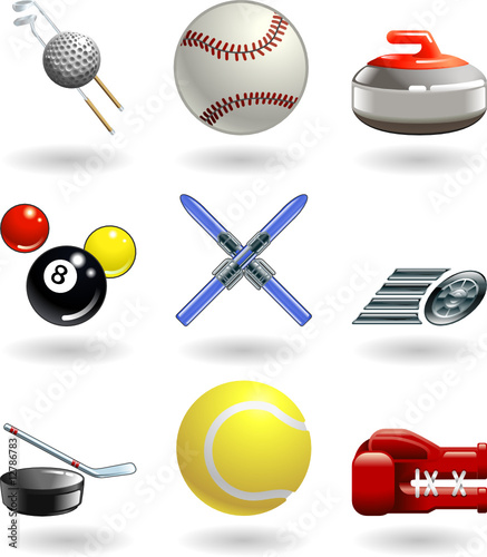 Shiny sports icon set series