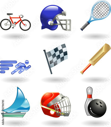 Shiny sports icon set series