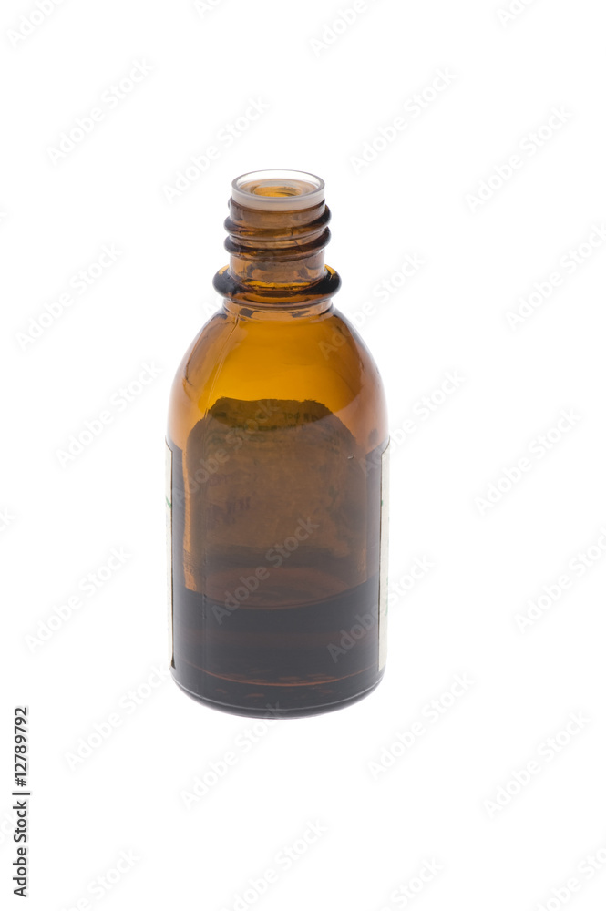 Medical bottle on white