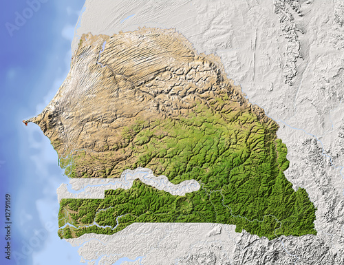 Fototapeta Naklejka Na Ścianę i Meble -  Senegal, shaded relief map