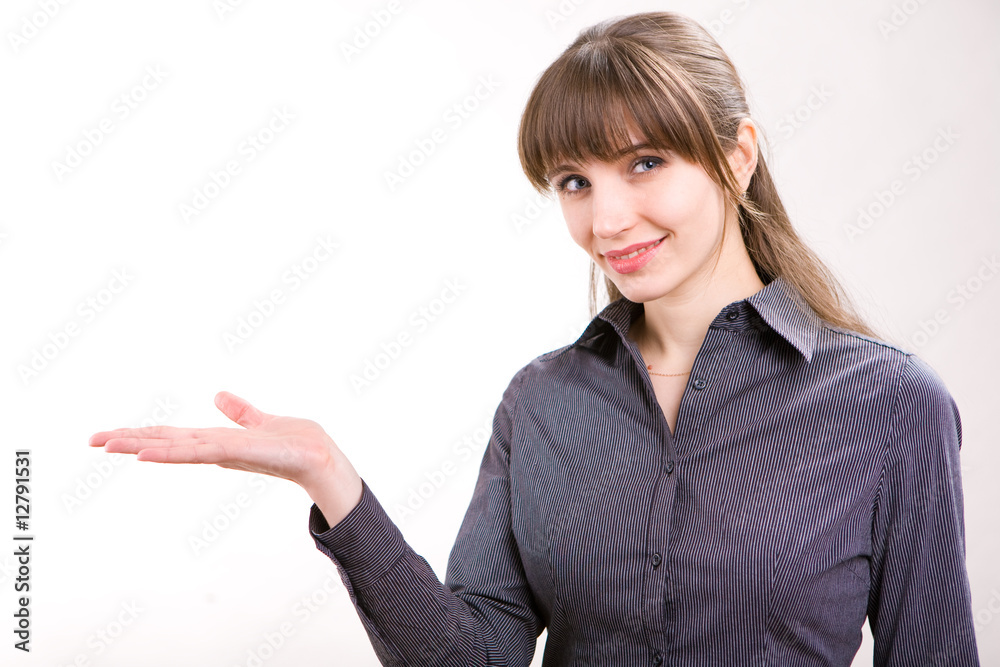 Young smiling successful business woman. Over white background Young smiling successful business woman. Over white background