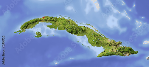 Cuba, shaded relief map
