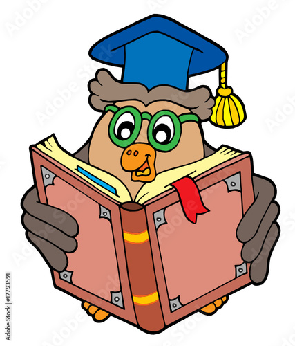 Owl teacher reading book