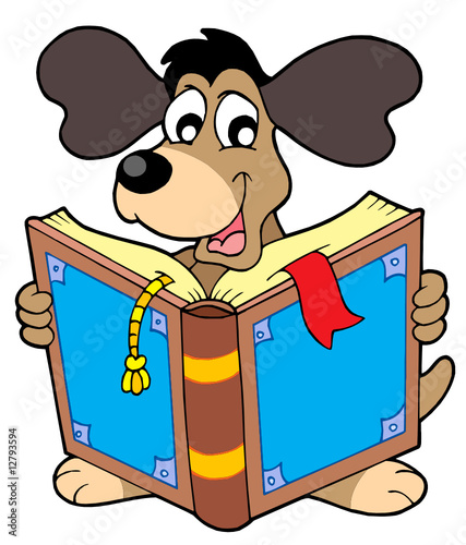 Dog reading book