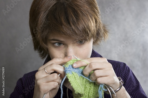 Girl crochet knits.