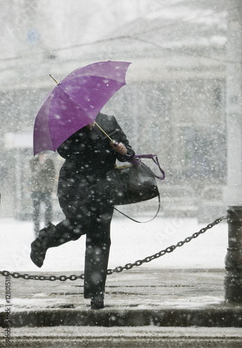 Snowfall in the city.