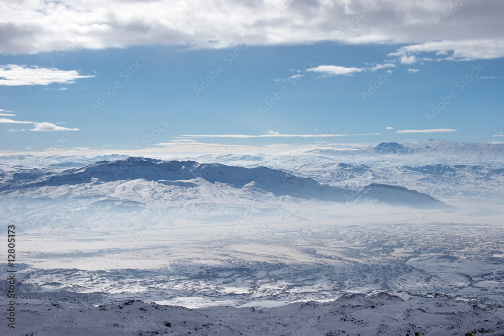 Winter snowy mountains near Mount Ararat, Turkey Winter snowy mountains near Mount Ararat, Turkey