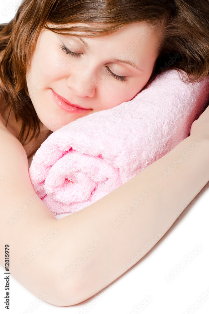 lying woman with towel lying woman with towel