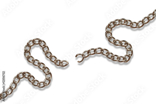 Nice torn chain with shadow isolated on white background
