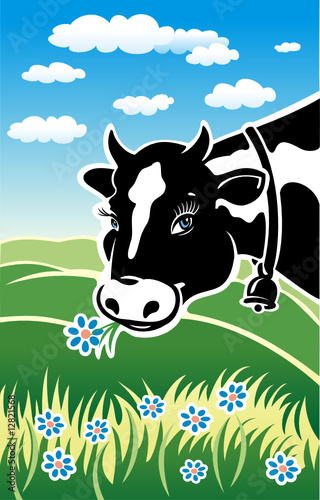Kind cow on a meadow