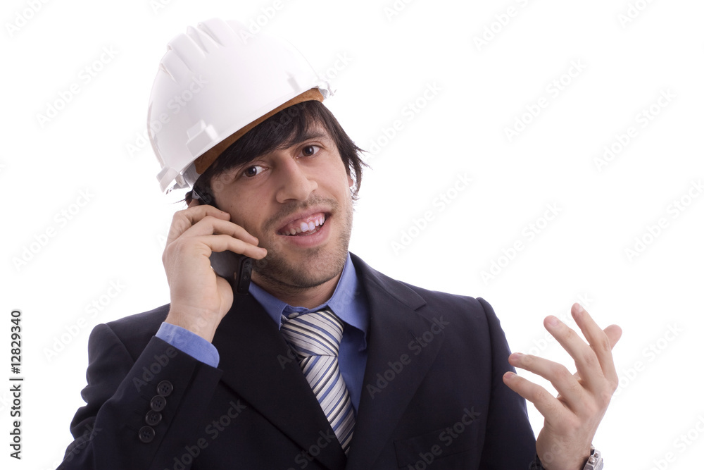Business man talking on cellphone Business man talking on cellphone