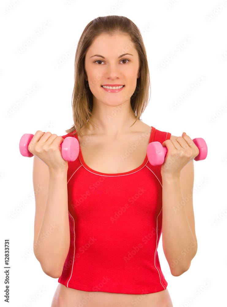 Beautiful girl doing sport. Isolated on white. Beautiful girl doing sport. Isolated on white.
