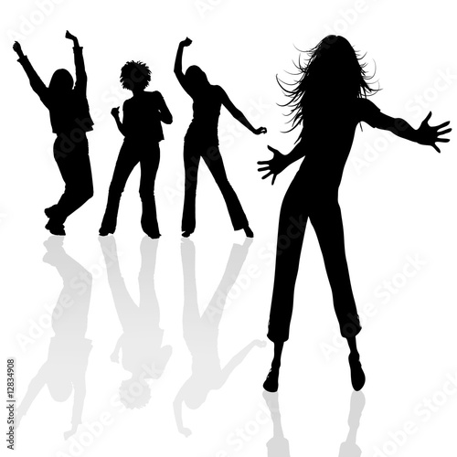 Silhouettes dancing girls photo