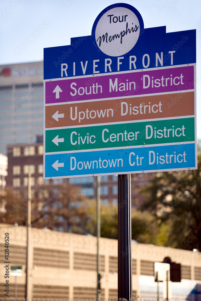 Directional signs for touring downtown Memphis, Tennessee Directional signs for touring downtown Memphis, Tennessee
