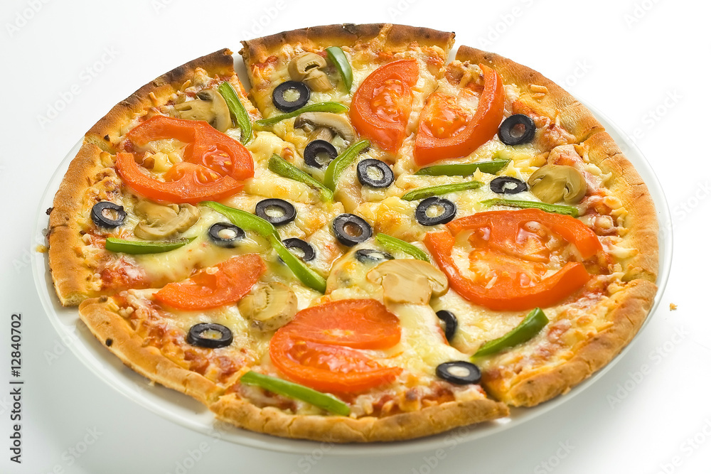 homemade pizza with fresh tomato olive mushroom cheese homemade pizza with fresh tomato olive mushroom cheese